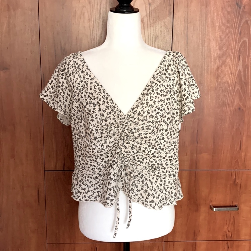 Ruched Front V-Neck Blouse / Top